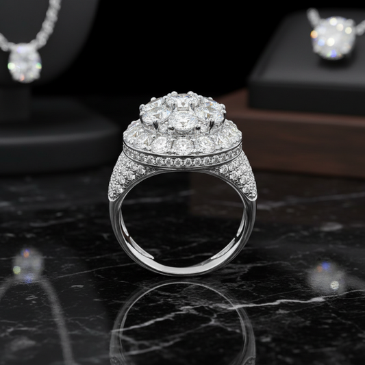 Iced Out Moissanite Ring
